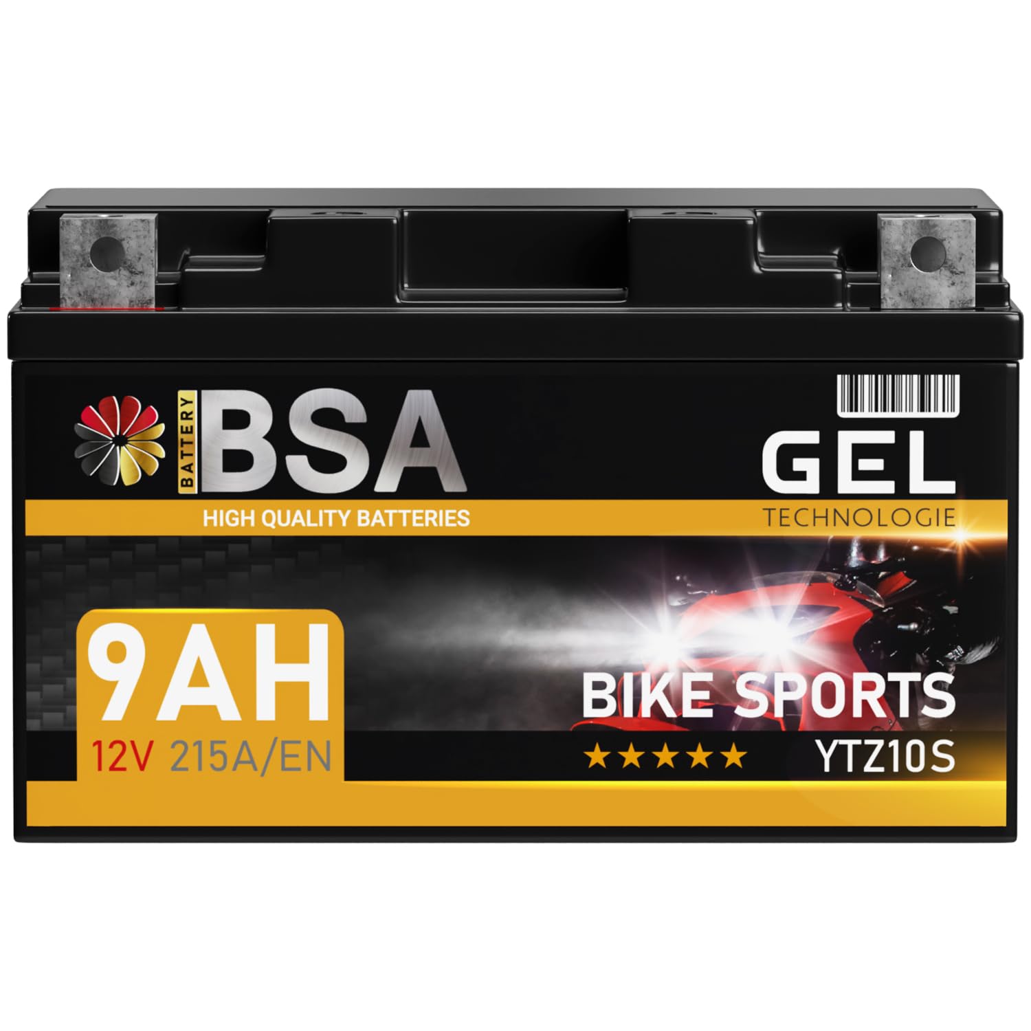 BSA YTZ10S GEL Motorradbatterie 12V 9Ah 215A/EN Batterie doppelte Lebensdauer entspricht YTZ10-S 50901 GTZ10-S vorgeladen auslaufsicher wartungsfrei von BSA BATTERY HIGH QUALITY BATTERIES