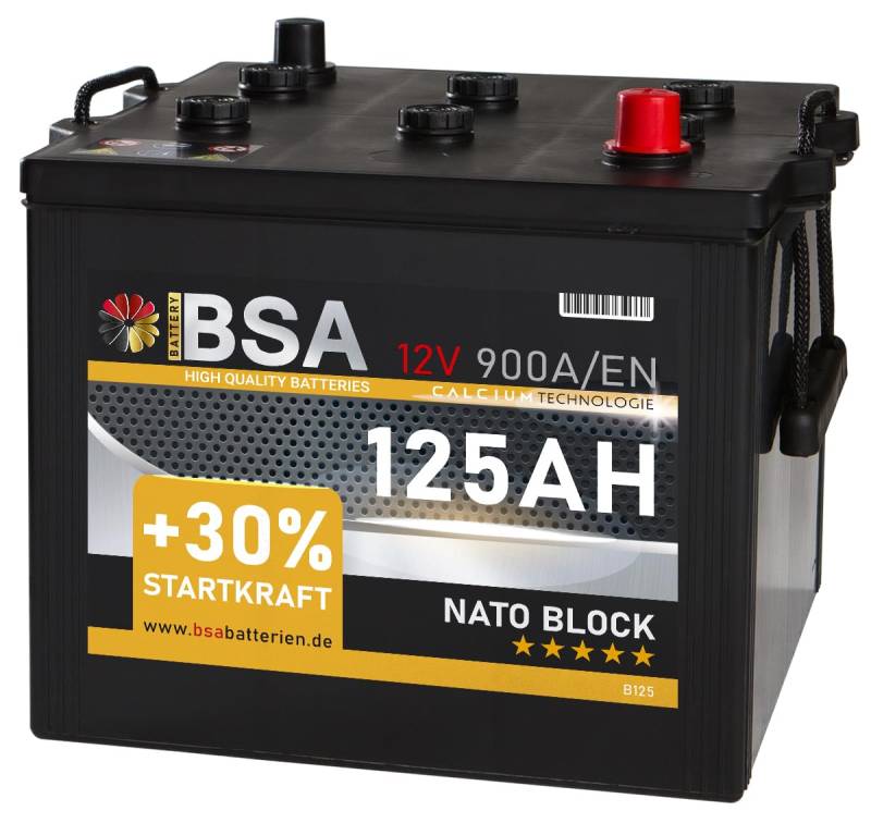 LKW Batteie 125Ah 900A/EN 12V NATO Block Starterbatterie Unimog Panzer Bundeswehr 110AH … von BSA BATTERY HIGH QUALITY BATTERIES