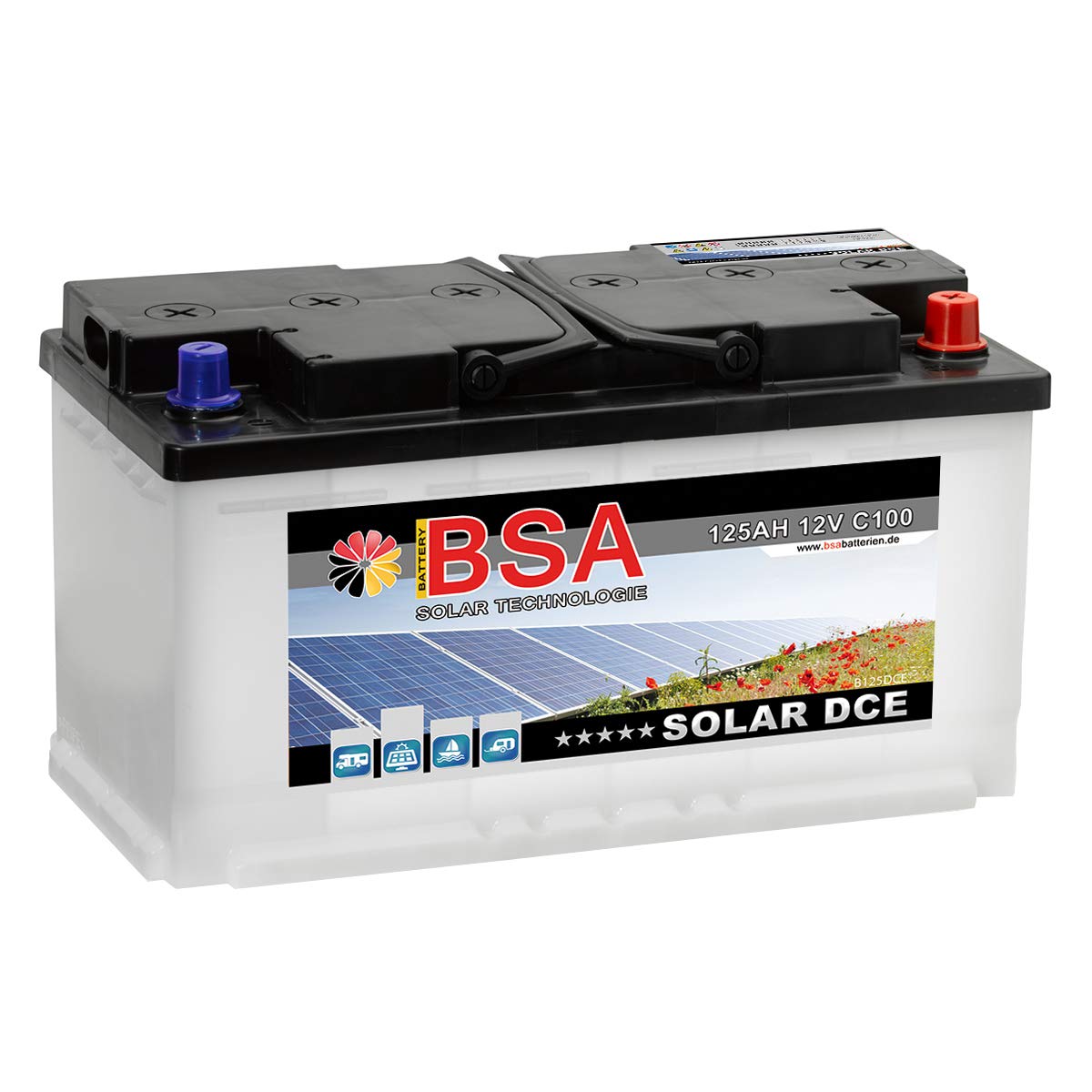 BSA Solar DCE 12V 125Ah Batterie Solarbatterie Versorgungsbatterie Boot Wohnmobil (125Ah) von BSA SOLAR DC