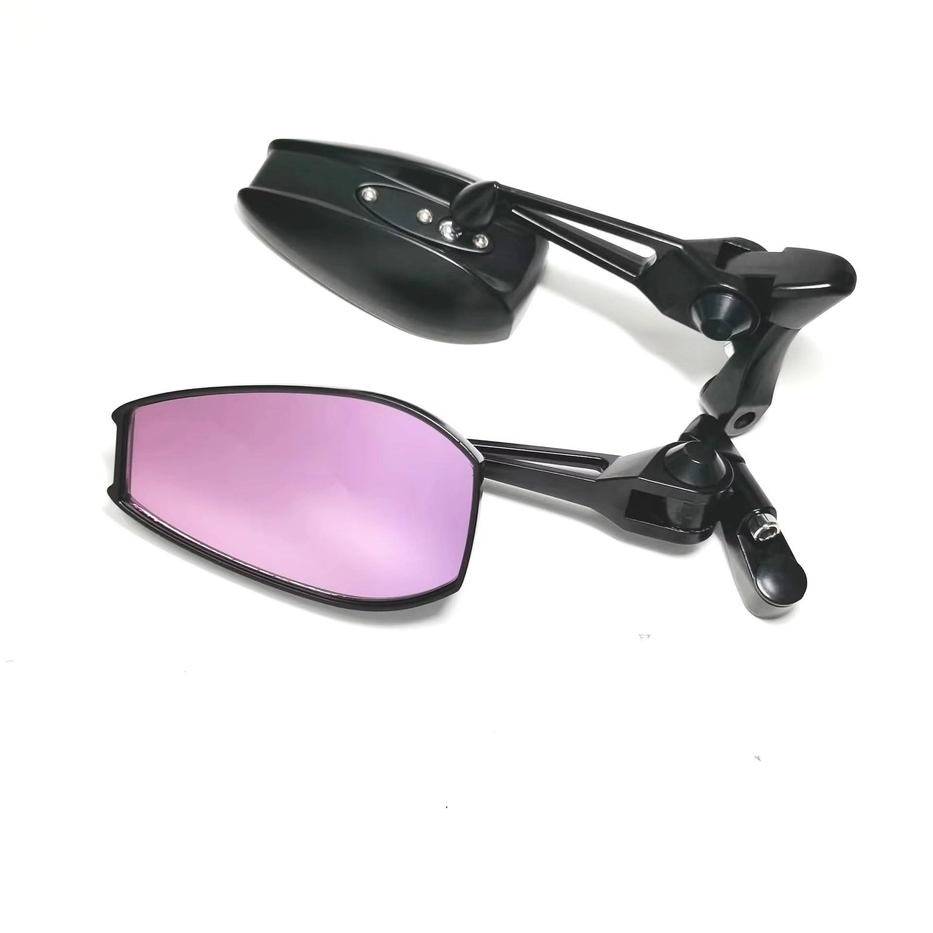 Motorrad Rückspiegel Seitenspiegel FÜR FÜR MT-07 FÜR MT07 FÜR YBR 125Z FÜR NMAX 155 Universal Motorrad Rückspiegel Zubehör(Black Purple Glass) von BSBZGKGPBW