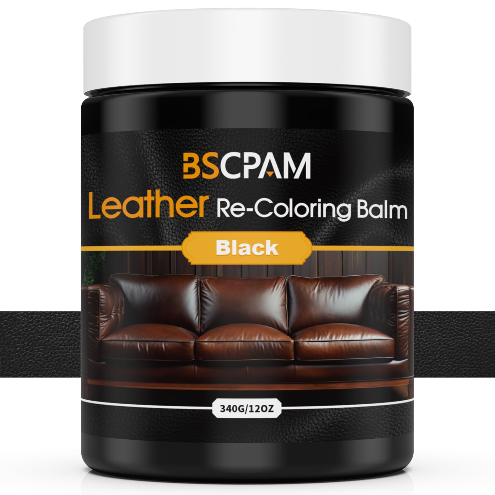 BSCPAM Lederreparatursalbe 12oz | Lederreparaturset für Möbel, Lederfarben-Restaurator für Sofas、Lederfärbemittel、Repair、Restaurieren & Erneuern von altem, verblasstem Leder-Schwarz von BSCPAM