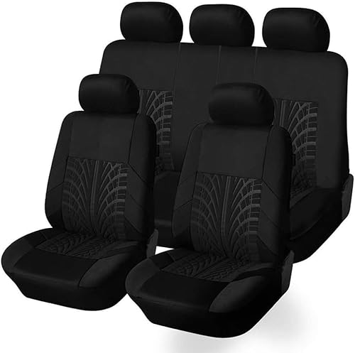 BSDPNARHZ Autositzbezüge für FIAT 500 Elektro, Bezüge, wasserdichtes Leder, bequemer, atmungsaktiver Sitzbezug, leicht zu reinigen, 9-teiliges Set(Black,Electric) von BSDPNARHZ