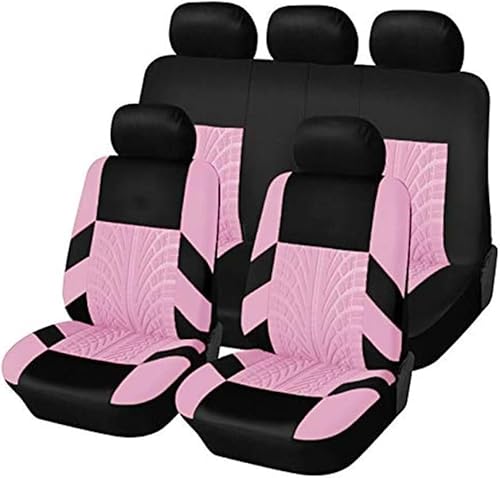 BSDPNARHZ Autositzbezüge für FIAT 500 Elektro, Bezüge, wasserdichtes Leder, bequemer, atmungsaktiver Sitzbezug, leicht zu reinigen, 9-teiliges Set(pink,Electric) von BSDPNARHZ