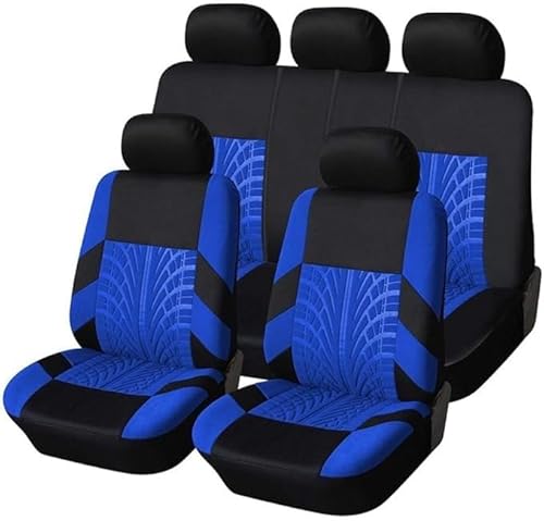 BSDPNARHZ Autositzbezüge für FIAT 500 Pop, Bezüge aus wasserdichtem Leder, bequemer, atmungsaktiver Sitzbezug, leicht zu reinigen, 9-teiliges Set(Blue,X) von BSDPNARHZ