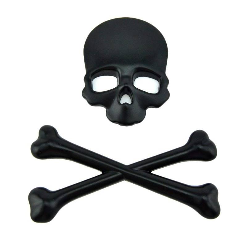 3D Totenkopf Knochen Emblem Metall Aufkleber gekreuzte Knochen Metall Skelett Aufkleber für Auto Fahrzeug Fahrrad Motorrad von BSGP