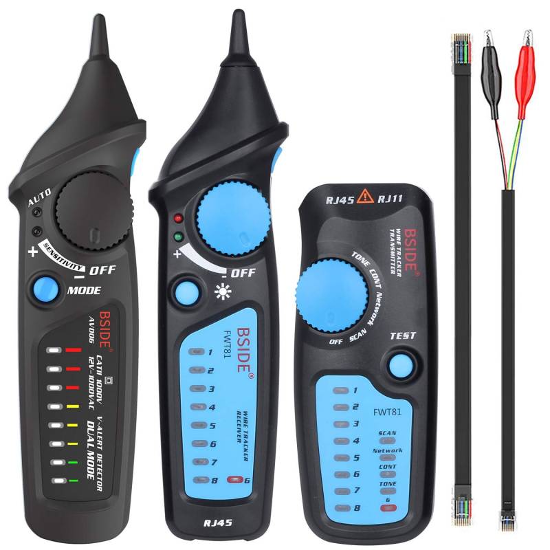 BSIDE Home Safety Check Combo Kit, Wire Tracker Electric Line Finder Network Cable Collation Continuity Checker and 12-1000V Dual Mode Non-contact Voltage Detector von BSIDE