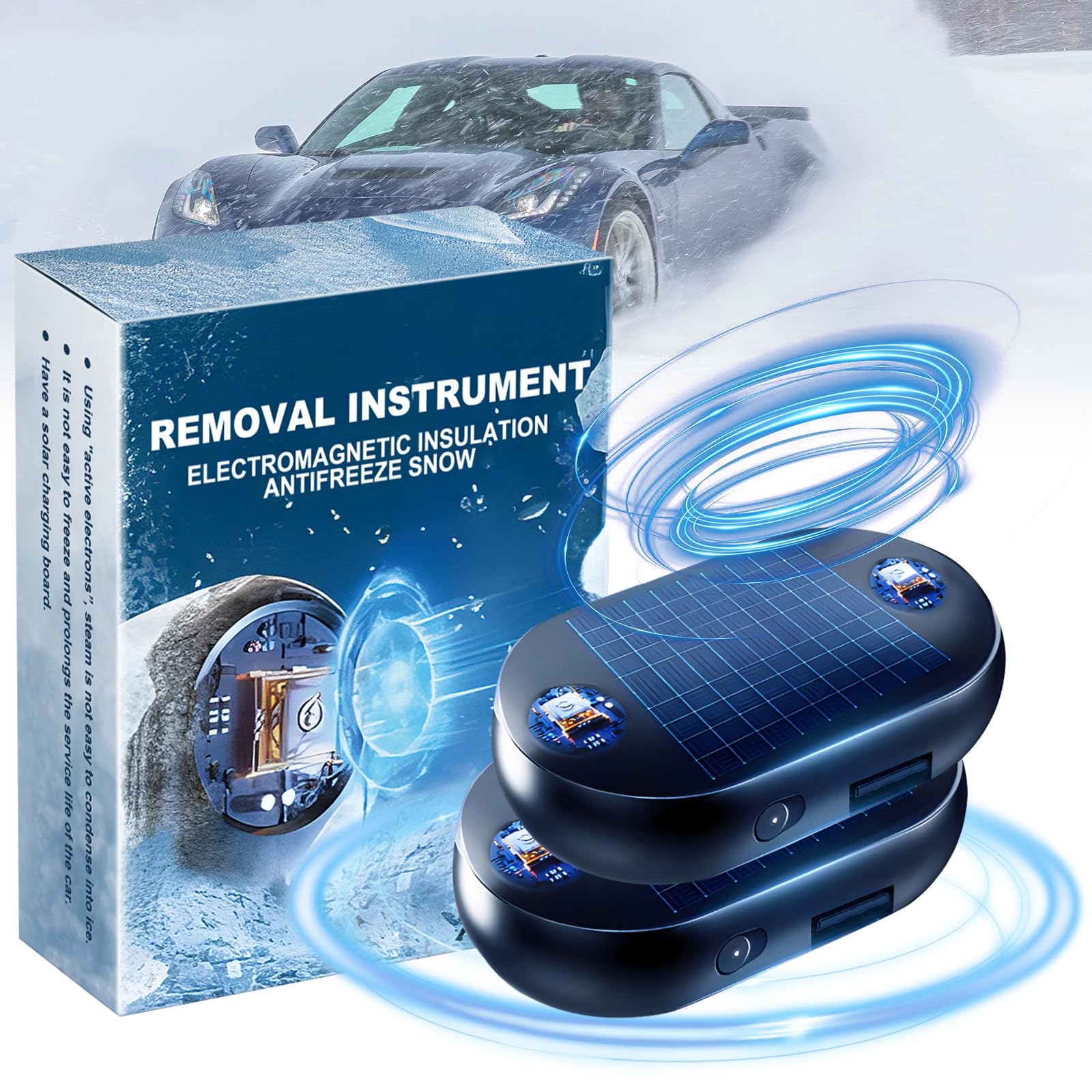 BSOON Auto Enteiser, 2 Stück Elektromagnetische Interference Anti-Freezing Snow Removal Device, Tragbare Kinetische Molekularheizung, Frostschutzgerät zur Schneeräumung von BSOON