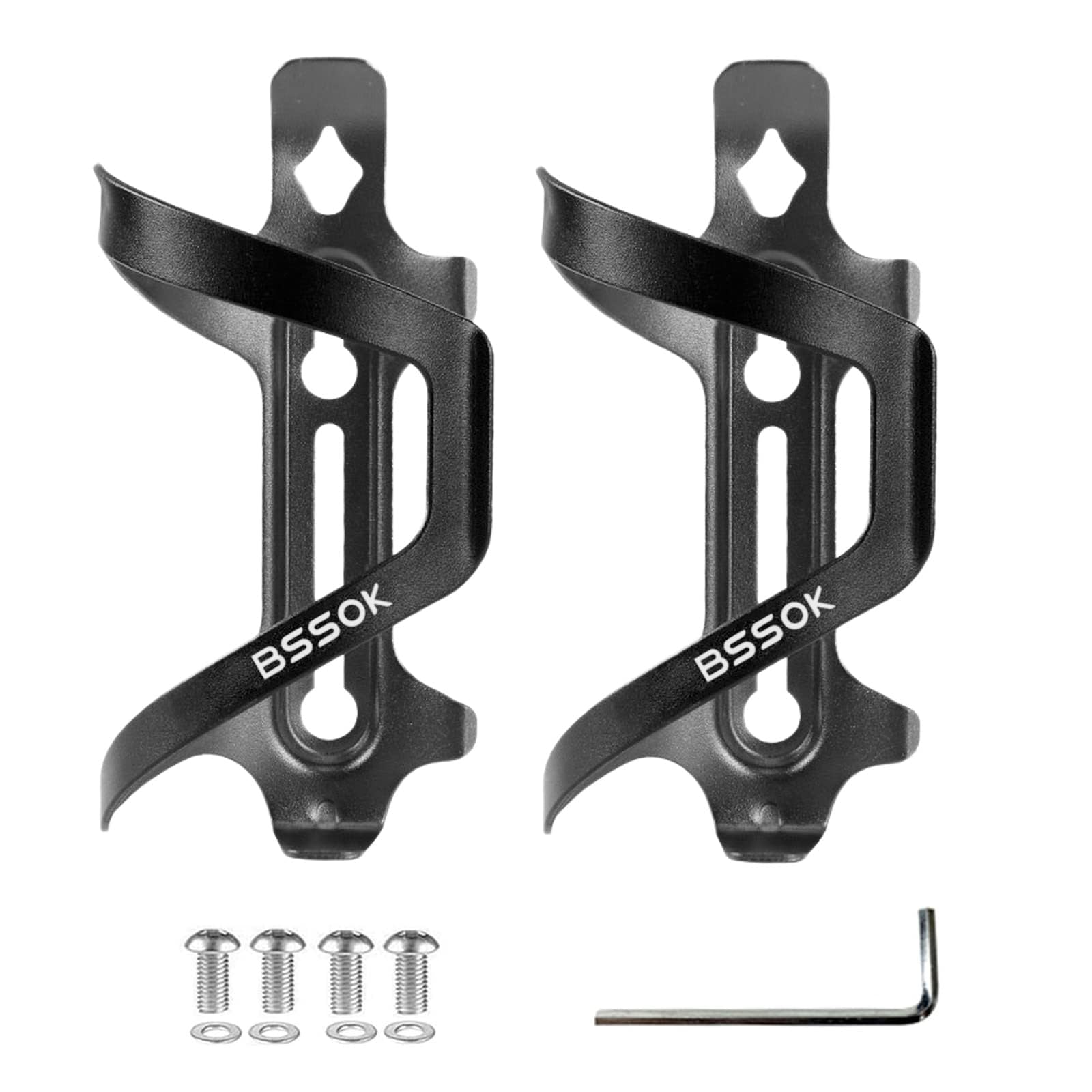 BSSOK Flaschenhalter Fahrrad Seitliche, Aluminiumlegierung, Trinkflaschenhalter Fahrrad Seitliche für Rennrad/MTB/Mountainbike Getränkehalter Fahrrad (2PCS Schwarz) von BSSOK