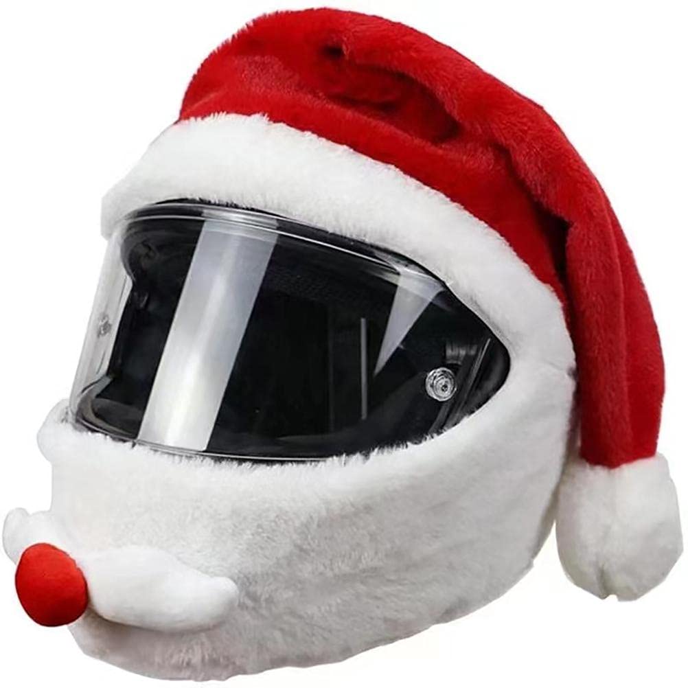 Weihnachten Helm Abdeckung Motorrad Weihnachtsmann Helm Abdeckung lustig pelzigen Helm Abdeckung Ärmel für Full Face Helme Männer und Frauen von BSTCAR