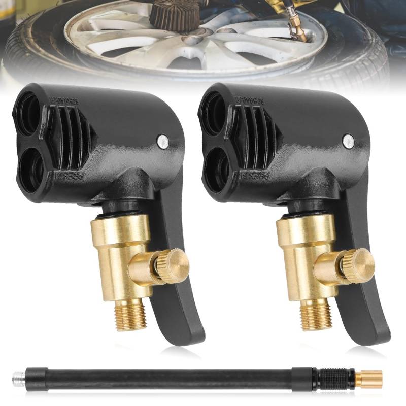 BSTDAYEVER Autoventil Hebelstecker Air Chuck Sicher 7.8mm Auto Reifen air Chuck 2stk Reifenfüllventil Anschluss mit 19 cm Reifenfüller Schlauch Energiesparend für Auto Fahrrad LKW (Deflatable) von BSTDAYEVER