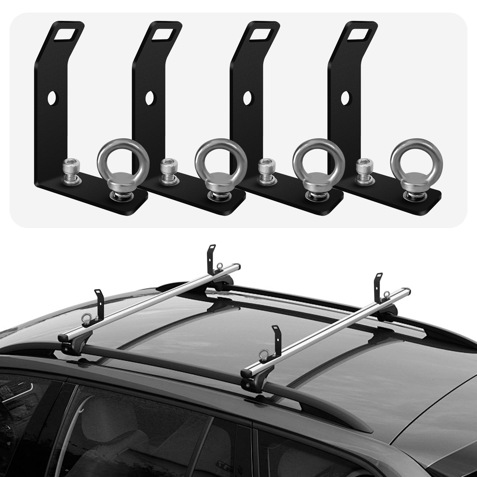 Load Stops Replacement T-Slot Truck Cross Bar,Roof Rack Cross Bar Accessories for Ladder Firewood Skis Snowboard Kayak Skateboard Surfboard 304 Stainless Steel Covered with Black Coating 4Pack von BSWAN