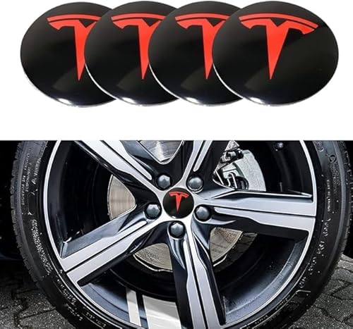 4 Stück Auto Radnabendeckel für Tesla Model 3 Model X Model S Model Y 60mm, Felgenkappen Nabenabdeckung Zubehör,A von BSWNSJZT