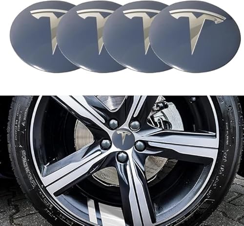 4 Stück Auto Radnabendeckel für Tesla Model 3 Model X Model S Model Y 60mm, Felgenkappen Nabenabdeckung Zubehör,B von BSWNSJZT