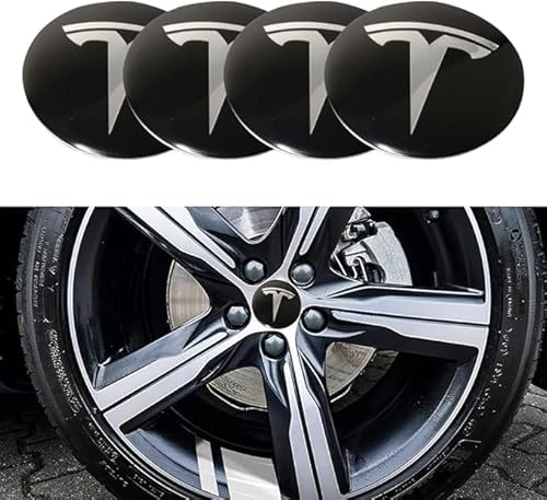 4 Stück Auto Radnabendeckel für Tesla Model 3 Model X Model S Model Y 60mm, Felgenkappen Nabenabdeckung Zubehör,D von BSWNSJZT