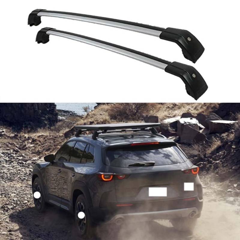 Auto Dachträger Crossbar für Mazda CX-50 2022-2025, Dachträger-Set Dachträger-Querstangen Dachträger aus Aluminium Zubehör,A-Black-Silver von BSWNSJZT