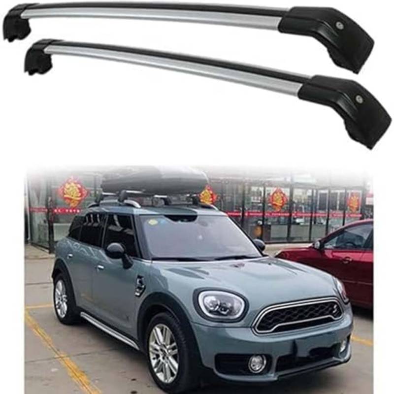 Auto Dachträger Crossbar für Mini Countryman F60 2017-2023, Dachträger-Set Dachträger-Querstangen Dachträger aus Aluminium Zubehör,A-Silver-Black von BSWNSJZT