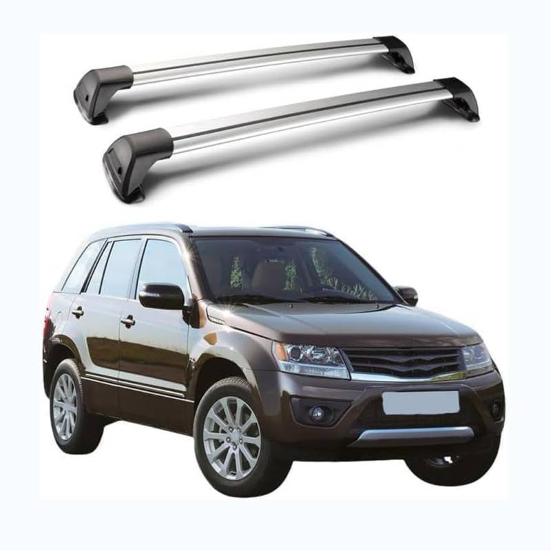 Auto Dachträger Crossbar für Suzuki Grand Vitara 2005-2020, Dachträger-Set Dachträger-Querstangen Dachträger aus Aluminium Zubehör,Black-Silver von BSWNSJZT