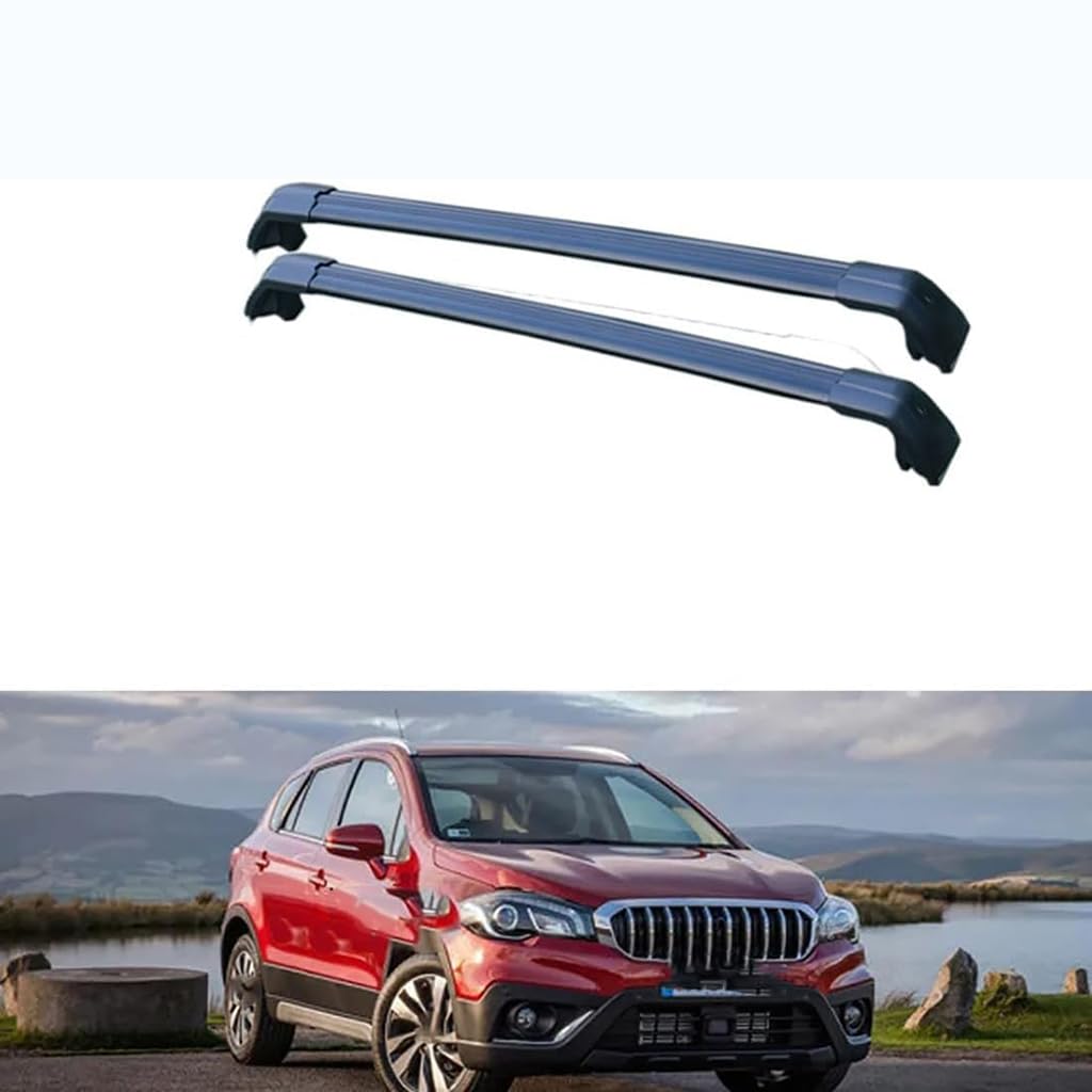 Auto Dachträger Crossbar für Suzuki SX4 S Cross 2013-2019, Dachträger-Set Dachträger-Querstangen Dachträger aus Aluminium Zubehör,Black von BSWNSJZT