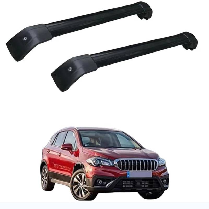 Auto Dachträger Crossbar für Suzuki SX4 SCross 2013-2019, Dachträger-Set Dachträger-Querstangen Dachträger aus Aluminium Zubehör,Black von BSWNSJZT