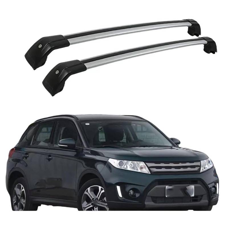 Auto Dachträger Crossbar für Suzuki Vitara 2015-2022, Dachträger-Set Dachträger-Querstangen Dachträger aus Aluminium Zubehör,Black-Silver von BSWNSJZT