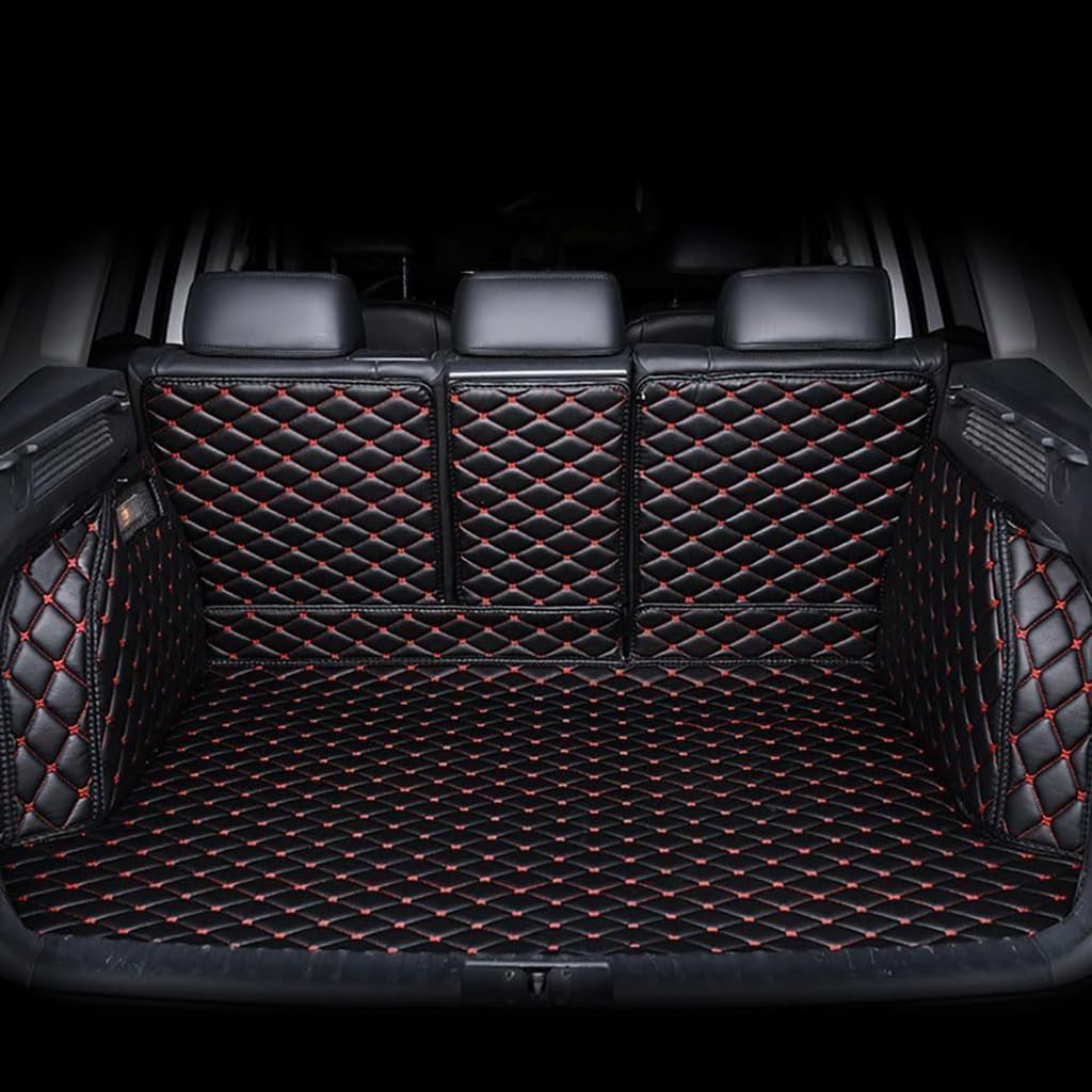 Auto Leder Kofferraummatte für Acura CDX(Right Side with Speakers) 2016-2021, Vollabdeckung Kofferraumwannen rutschfest Zubehör,A-Black red von BSWNSJZT