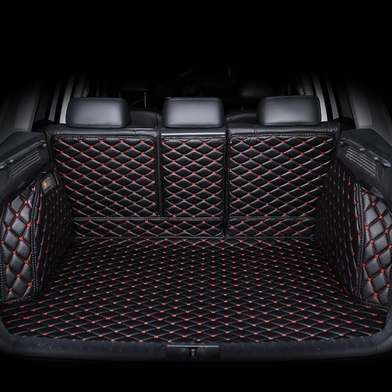 Auto Leder Kofferraummatte für Acura CDX(Right Side with Speakers) 2016-2021, Vollabdeckung Kofferraumwannen rutschfest Zubehör,A-Black red von BSWNSJZT