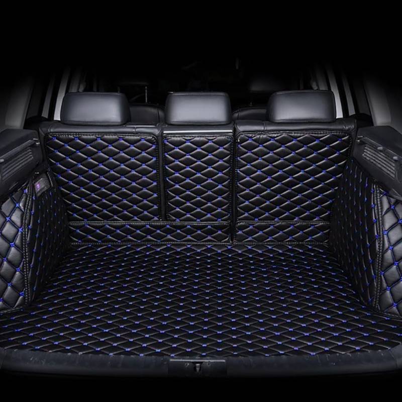 Auto Leder Kofferraummatte für Alfa Romeo(Left Side Without Speakers) 2017-2021, Vollabdeckung Kofferraumwannen rutschfest Zubehör,A-Black Blue von BSWNSJZT