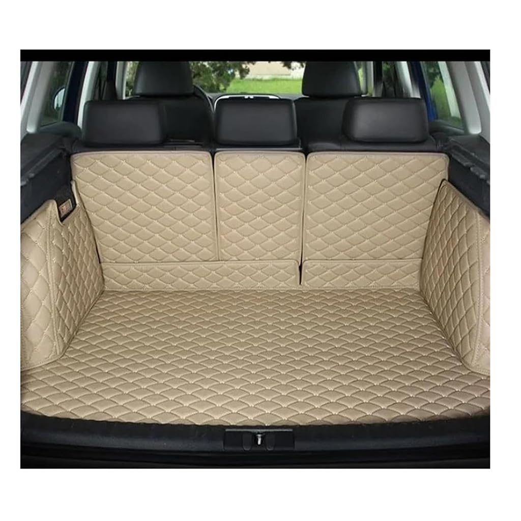 Auto Leder Kofferraummatte für Audi S5 4door(No guardrail on The Left) 2009-2016, Vollabdeckung Kofferraumwannen rutschfest Zubehör,A-Beige von BSWNSJZT