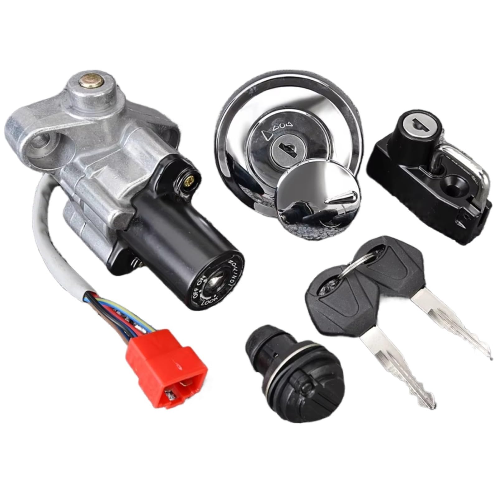 BSWRTH Zündstarter Kompatibel Mit Yamaha Für XVS1100 Für V-Star Für Custom 1999–2011 Zündschalter Für Tankdeckel Für Sitzschloss-Schlüssel-Set von BSWRTH