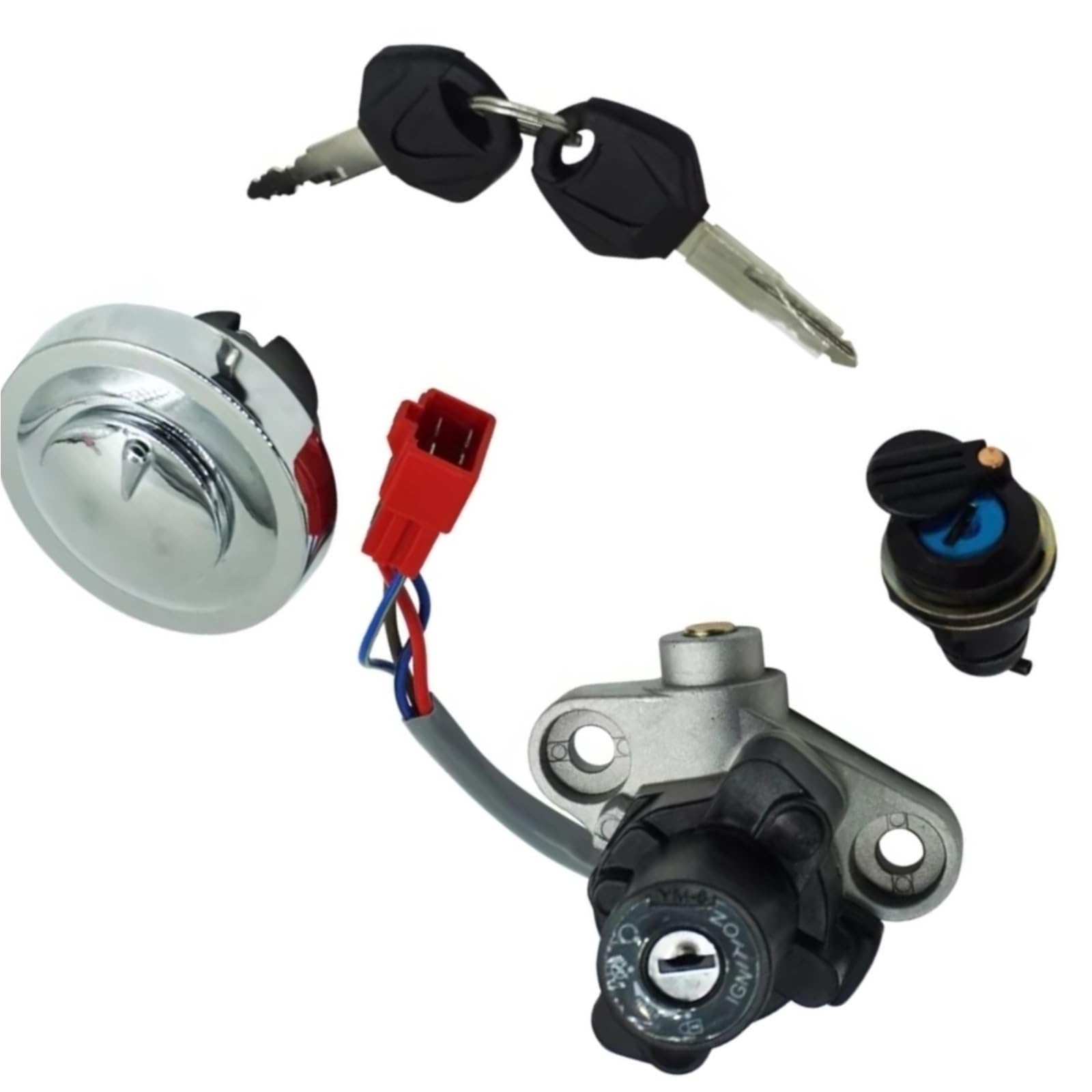 BSWRTH Zündstarter Kompatibel Mit Yamaha Für XVS650AT Für V-Star Für Silverado 2003–2011 Für Tankdeckel-Zündschalter Für Sitzschloss-Set von BSWRTH