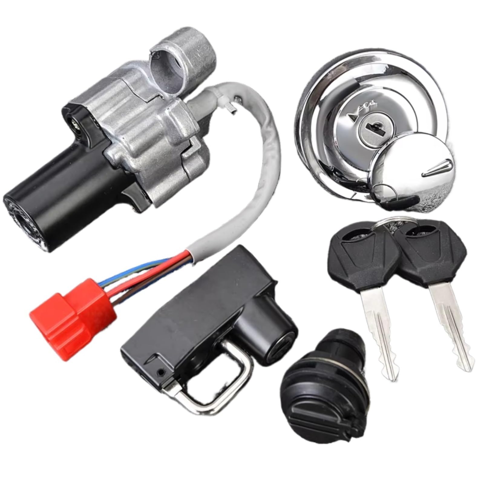 BSWRTH Zündstarter Kompatibel Mit Yamaha Für XVS650AT Für V-Star Für Silverado 2003–2011 Zündschalter Für Tankdeckel Für Sitzschloss-Schlüssel-Set von BSWRTH