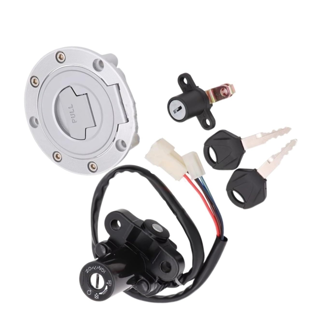 BSWRTH Zündstarter Kompatibel Mit Yamaha Für YZF-R6 2003–2005 Für YZF-R1 2002–2003 Für FJR1300 2004–2010 Motorrad-Zündschlossschloss Für Tankdeckel-Abdeckungsschloss von BSWRTH