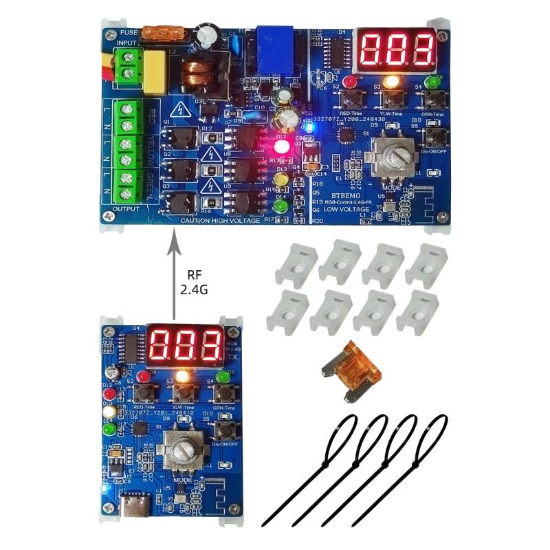 BTBEMO 2.4G RF Fernbedienung RGB Licht Controller Sequenzer mit 50+ Sequenzen 3-Kanal 85VAC-265VAC Einfach zu programmieren und zu reparieren Installation Komplettes Zubehör Digital Tube Display von BTBEMO