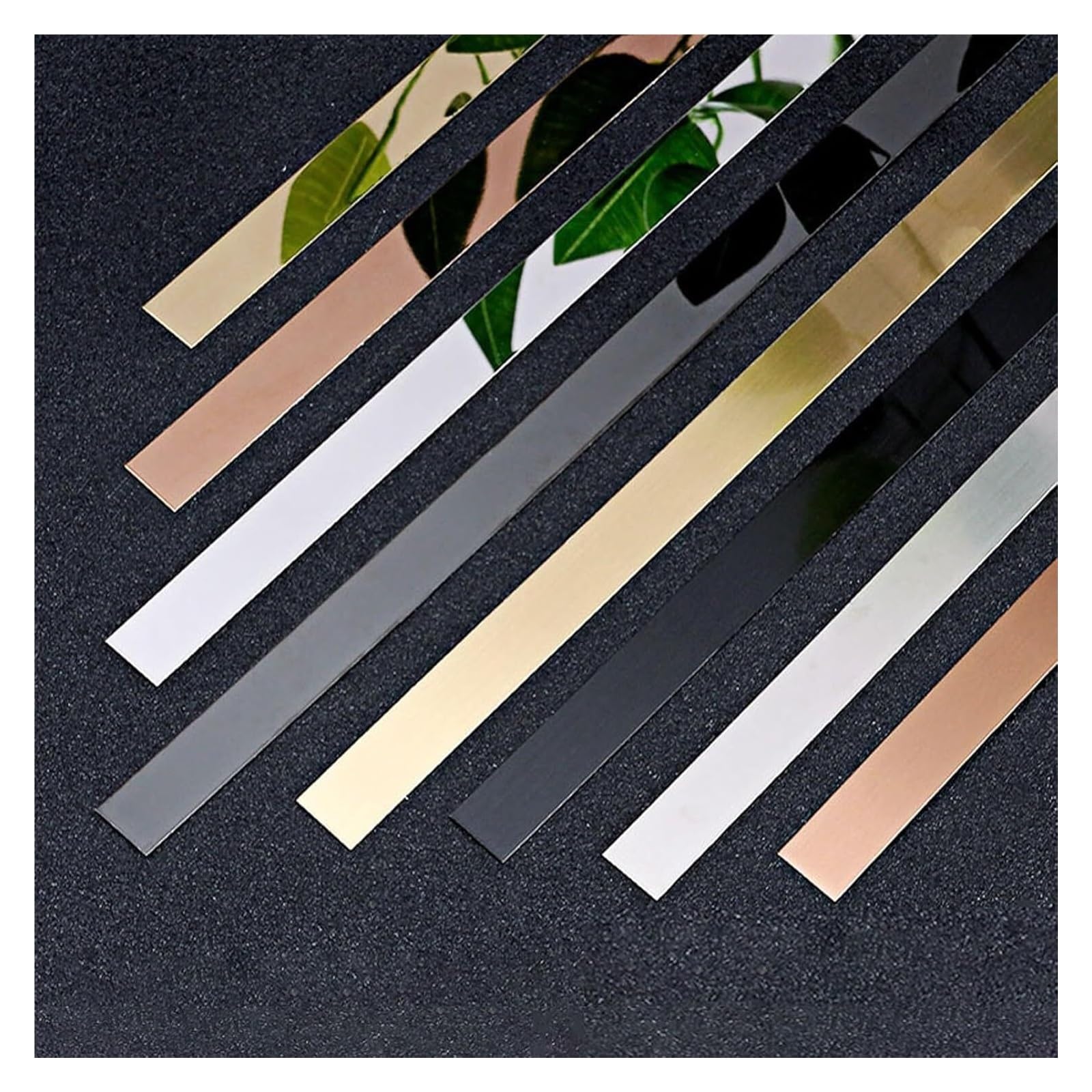 Selbstklebende Zierleiste, selbstklebender Dichtungsstreifen, flexible Wandleiste for Fliesenkanten, gebürstetes Roségold, Zierleiste for den Außenbereich, selbstklebende Kanten(Mirror Black,15mm x 50 von BTBTB