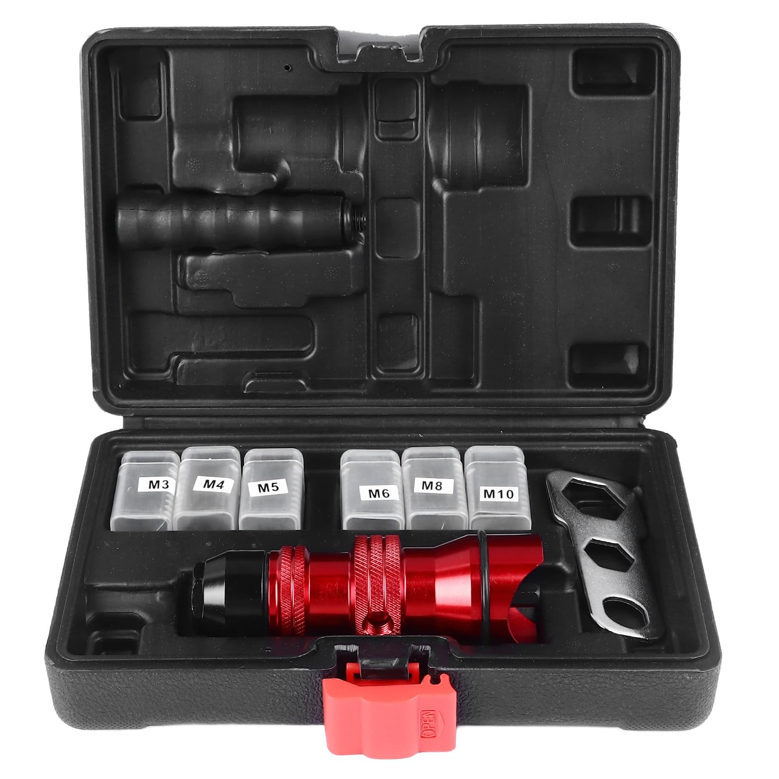 BTCKFC Nietpistolen-Adapter, rote Aluminiumlegierung, multifunktionaler professioneller elektrischer Nietpistolenkopf von BTCKFC