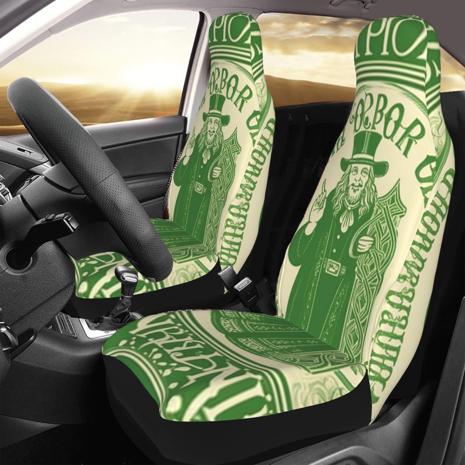 BTCOWZRV Autositzbezug, 2 Stück, elastisch, waschbar, Vordersitzbezüge für Damen und Herren, universeller Sitzbezug für Autos, Irish Blessing St. Patrick's Day, Autositzschutz, passend für SUV, von BTCOWZRV