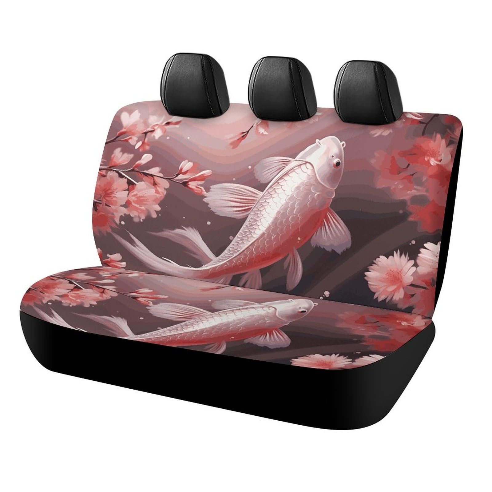 BTCOWZRV Cherry Blossom Red Carp Auto-Rücksitzbezüge für Rücksitze, Neopren, Auto-Rückbank-Sitzbezug, wasserdicht, universal, passend für die meisten Autos, LKW, Vans, SUVs von BTCOWZRV