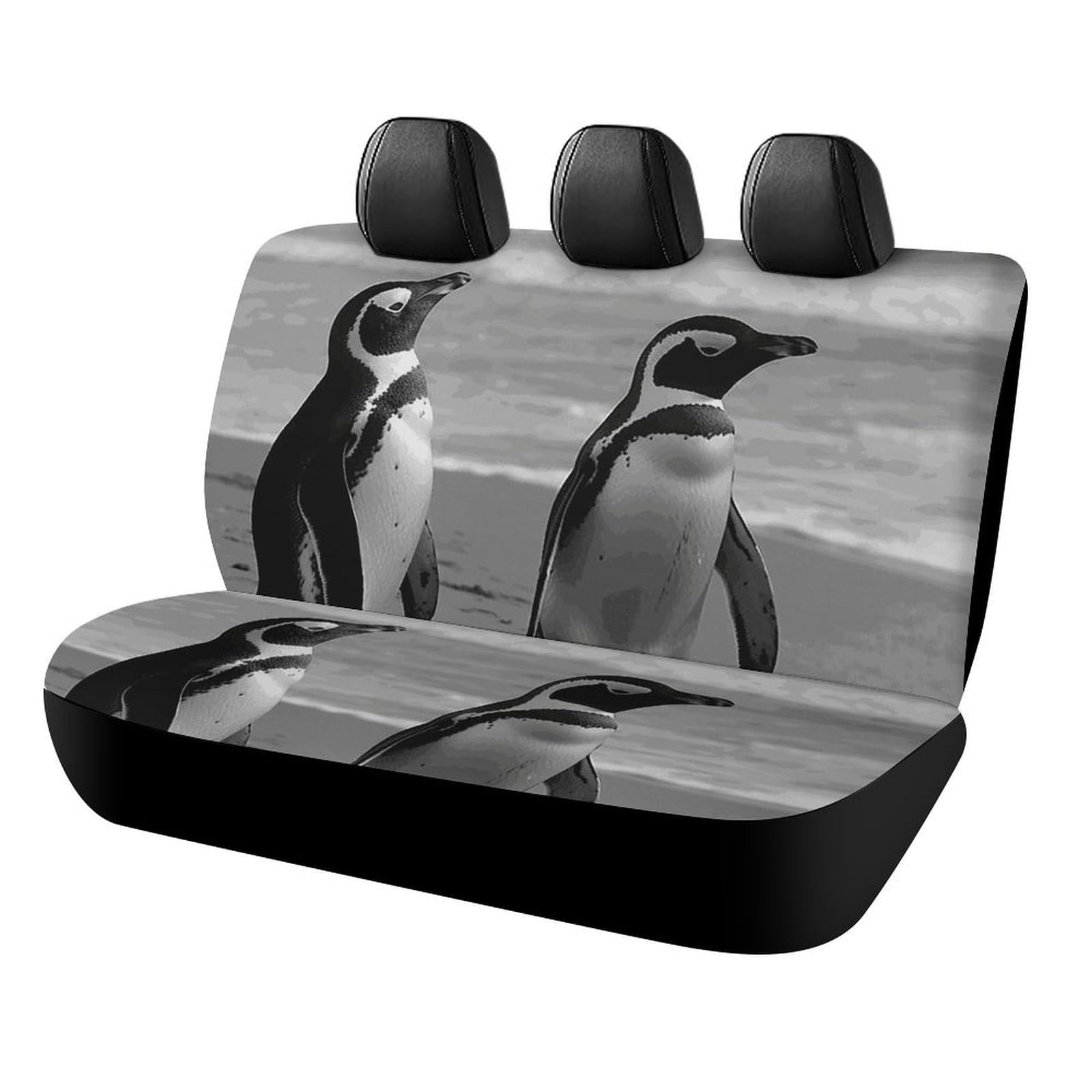 BTCOWZRV Pinguin stehend am Strand Auto-Rücksitzbezüge für Rücksitze, Neopren, Auto-Rückbank-Sitzbezug, wasserdicht, universell, passend für die meisten Autos, LKWs, Vans, SUVs von BTCOWZRV