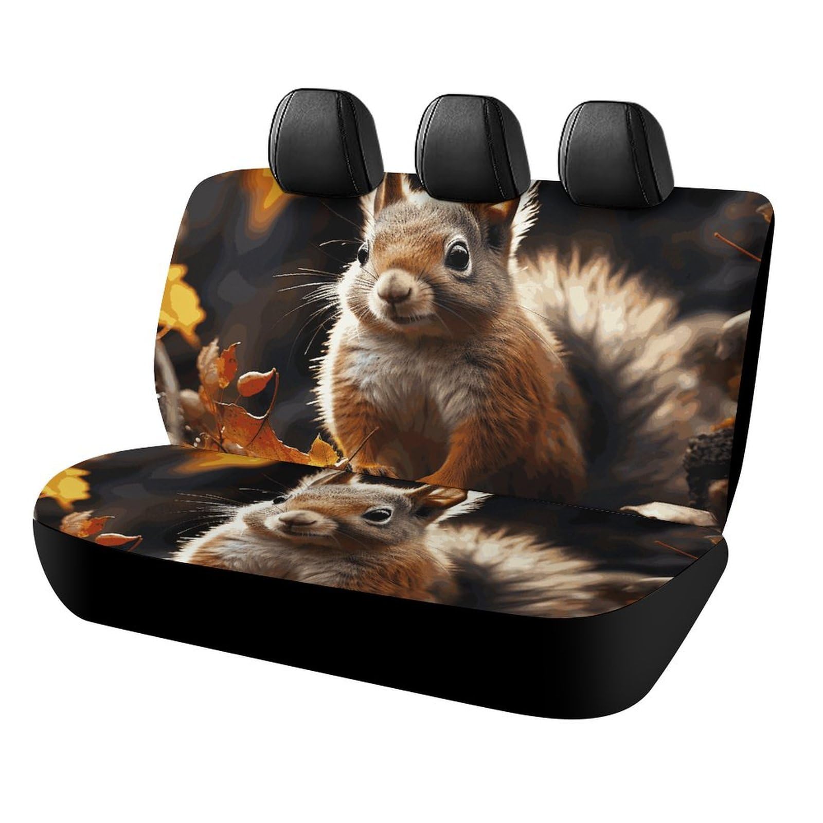 BTCOWZRV Squirrel in The Woods Auto-Rücksitzbezüge für Rücksitze, Neopren, Auto-Rückbank-Sitzbezug, wasserdicht, universell, passend für die meisten Autos, LKWs, Vans, SUVs von BTCOWZRV