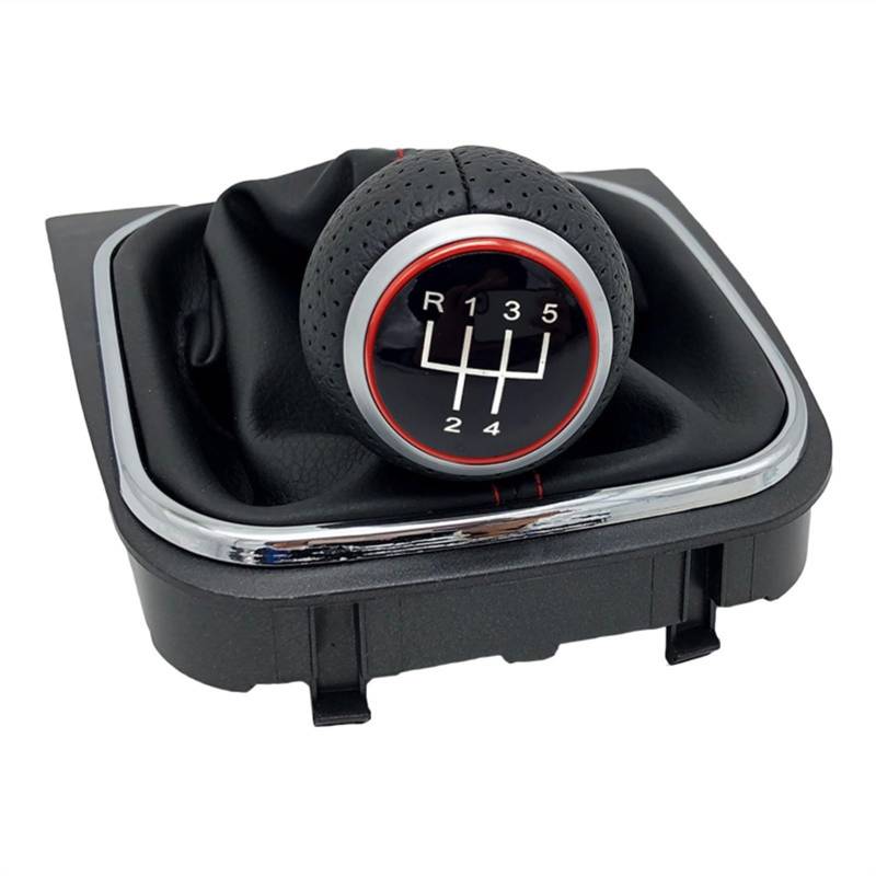 BTFWM For VW, for Golf 5 MK5 R32 GTI 2004 2005 2006 2007 2008 2009 Auto-Schalthebel-Niveau-Schaltknauf mit Ledermanschettengehäuse-Kragen Schaltknauf mit Ledermanschetten-Schalthebel-Gamaschenkragen von BTFWM