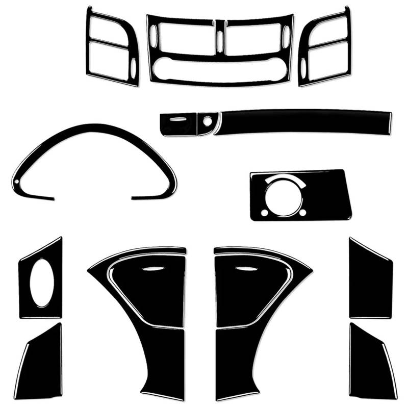 Abdeckung Zentralen Bedienfelds Für Benz Für E-Klasse W211 2003-2009 Klavierlack Schwarz Zentralsteuerung Klimaanlage Steckdose Scheinwerfer Schalter Panel Trim Aufkleber Mittelkonsole Panel(LHD SetI) von BTHMGBAE