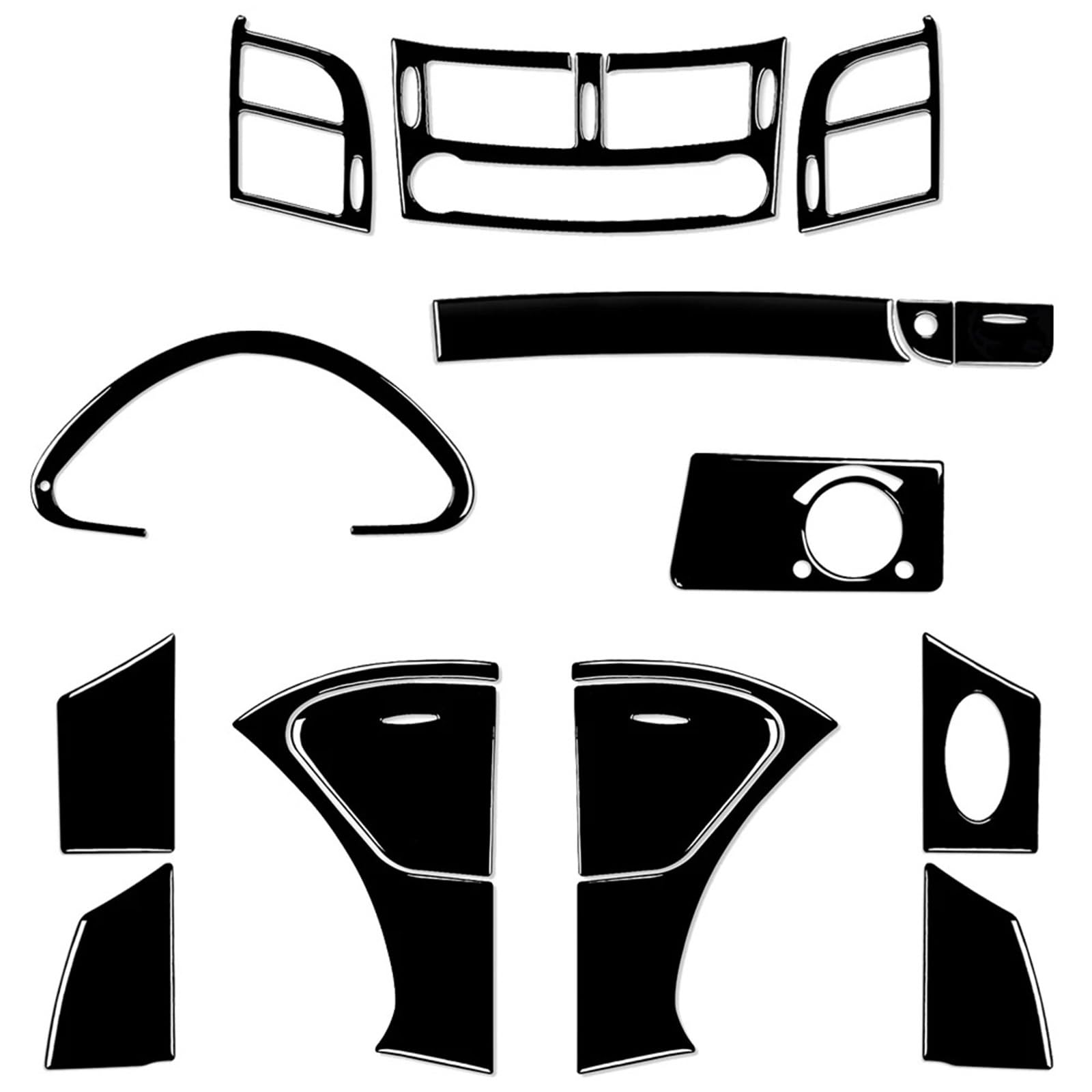 Abdeckung Zentralen Bedienfelds Für Benz Für E-Klasse W211 2003-2009 Klavierlack Schwarz Zentralsteuerung Klimaanlage Steckdose Scheinwerfer Schalter Panel Trim Aufkleber Mittelkonsole Panel(RHD SetO) von BTHMGBAE