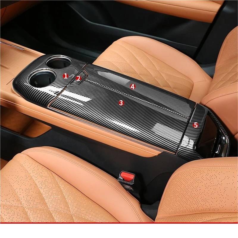 Abdeckung Zentralen Bedienfelds Für Changan Für Deepal S07 ABS Carbon Fiber Innen Panel Trim Abdeckung Anti-Scratch Armlehne Hinten Luftauslass Lenkrad Aufkleber Mittelkonsole Panel(5PCS) von BTHMGBAE