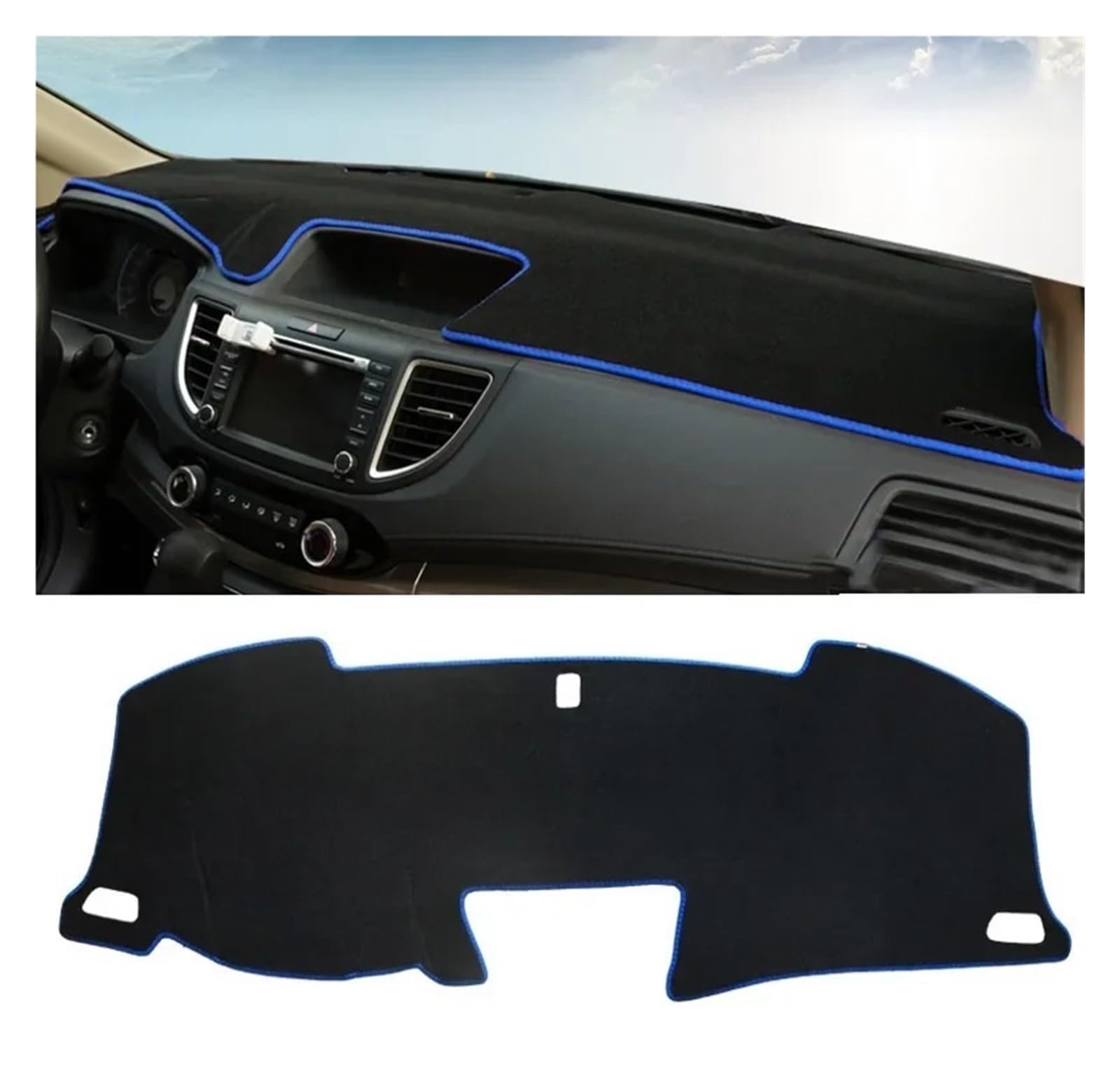 Auto-Armaturenbrett-Abdeckung Für CRV 2007-2022 LHD Auto Dashboard Abdeckung Matten Vermeiden Licht Pads Anti-UV Teppiche Trim Zubehör(12-16 Blue Side) von BTHMGBAE