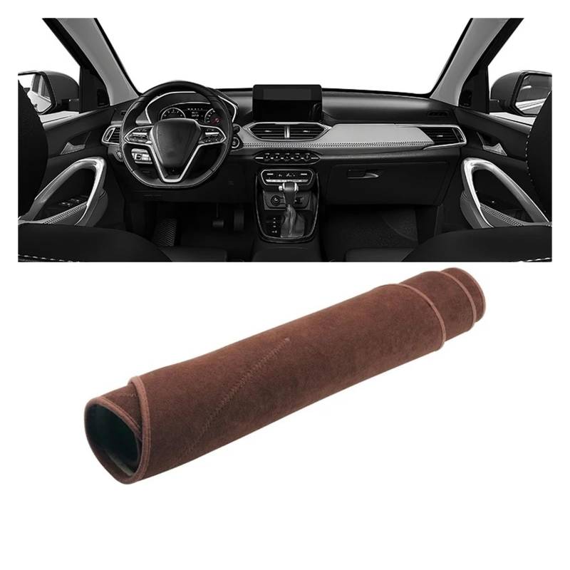 Auto-Armaturenbrett-Abdeckung Für Chevrolet Für Captiva 2019 2020 2021 2022 2023 Auto Dashboard Abdeckung Matte Dash Board Sonnenschutz Pad Instrument Teppiche(B Brown) von BTHMGBAE