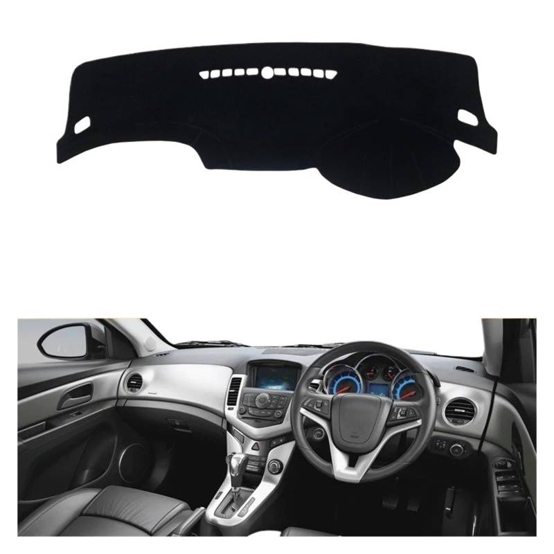 Auto-Armaturenbrett-Abdeckung Für Chevrolet Für Cruze 2009-2015 Auto Dashboard Abdeckung Dash Matte Sonnenschutz Pad Instrument Panel Teppiche Zubehör(RHD Black Side) von BTHMGBAE