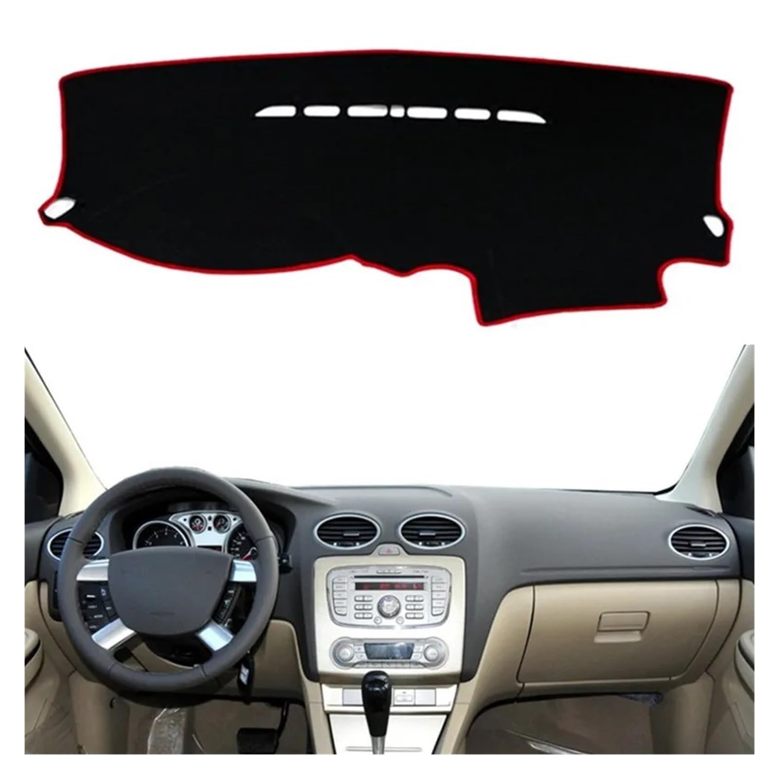 Auto-Armaturenbrett-Abdeckung Für Ford Für Focus 2005-2011 Dashboard Abdeckung Dash Mat Dashmat Pad Anti-Uv Sonnenblende Schützen Teppich Kissen Auto Zubehör(Left Hand Drive) von BTHMGBAE