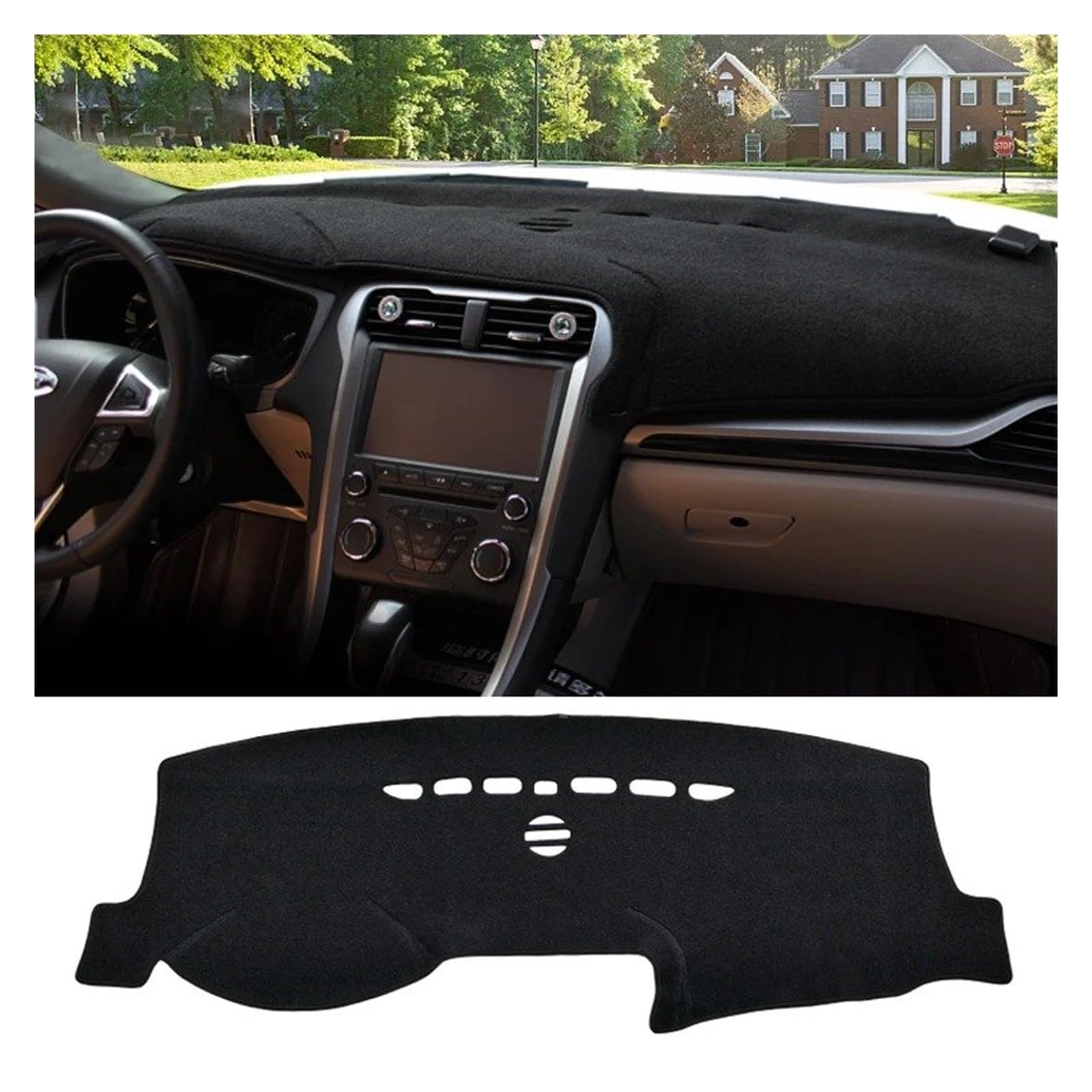 Auto-Armaturenbrett-Abdeckung Für Ford Für Mondeo 5 MK5 Für Fusion 2013 2014 2015 2016 2017 2018 2019 Auto Dashboard Abdeckung Vermeiden Licht Matten Zubehör(A Black Side) von BTHMGBAE