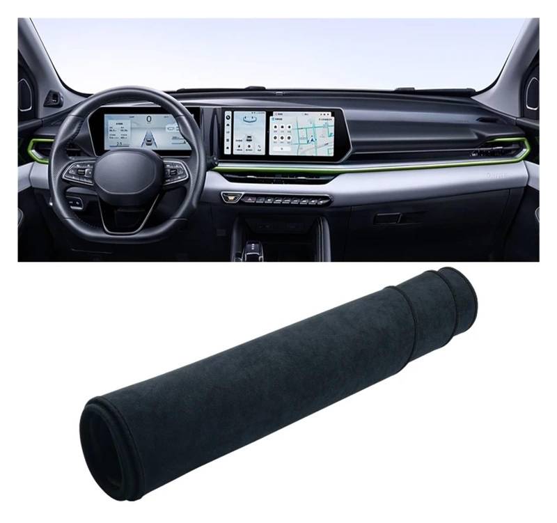 Auto-Armaturenbrett-Abdeckung Für Geely Für Coolray 2022 2023 2024 Auto Dashboard Abdeckung Anti-Uv Nicht-Slip Matte Instrument Teppiche Dashmat Pad Zubehör(B Black) von BTHMGBAE