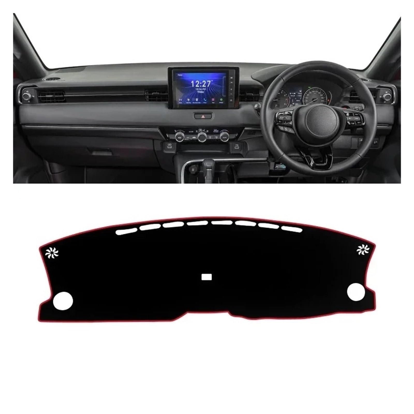 Auto-Armaturenbrett-Abdeckung Für HR-V Für HRV Für Vezel 2021 2022 Auto Dashboard Abdeckung Dash Matte Sonnenschutz Instrument Panel Nicht-Slip Pad Zubehör(A Red Side RHD) von BTHMGBAE